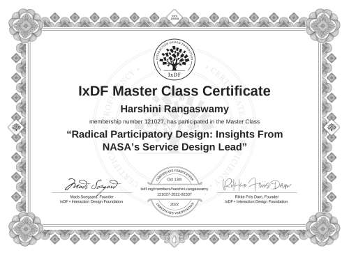 Radical Participatory Design: Insights From NASA’s Service Design Lead certificate