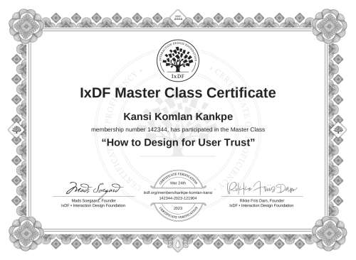 How to Design for User Trust certificate
