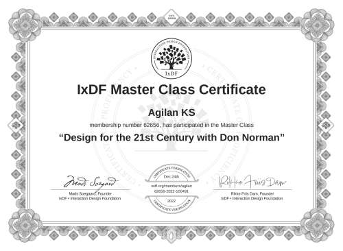 Design for the 21st Century with Don Norman certificate