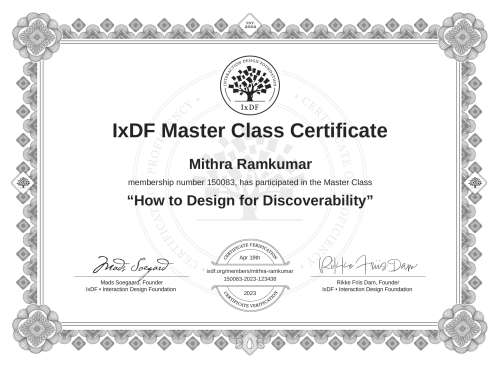 How to Design for Discoverability certificate