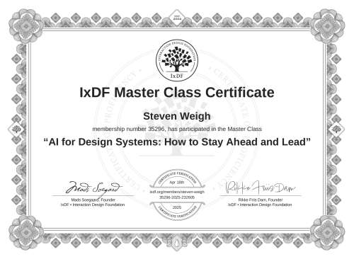 AI for Design Systems: How to Stay Ahead and Lead certificate