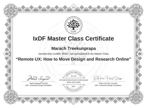 Remote UX: How to Move Design and Research Online certificate
