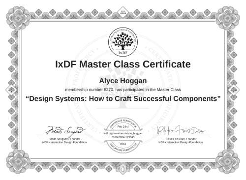 Design Systems: How to Craft Successful Components certificate