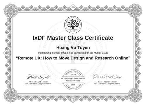 Remote UX: How to Move Design and Research Online certificate