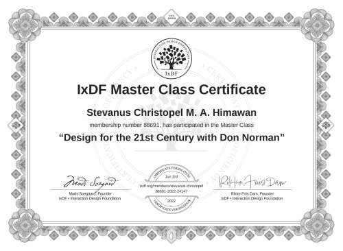 Design for the 21st Century with Don Norman certificate