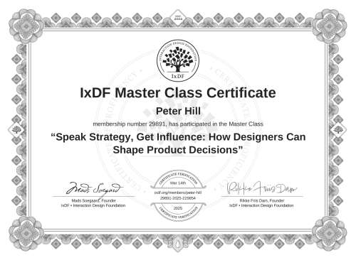 Speak Strategy, Get Influence: How Designers Can Shape Product Decisions certificate