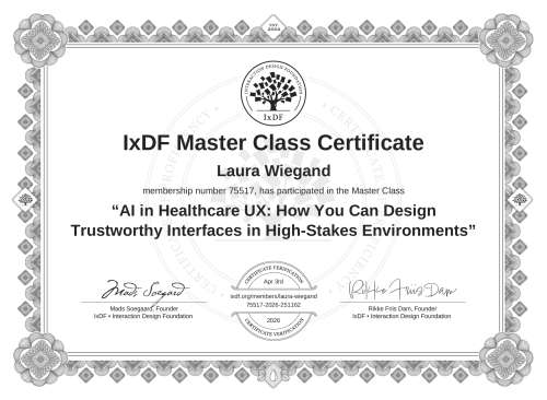 AI in Healthcare UX: How You Can Design Trustworthy Interfaces in High-Stakes Environments certificate