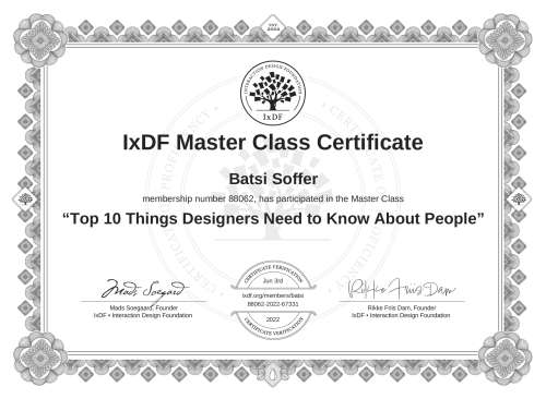 Top 10 Things Designers Need to Know About People certificate