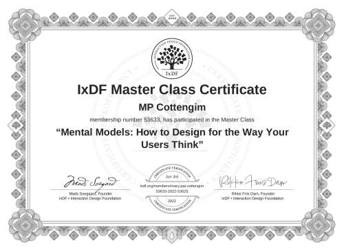 Mental Models: How to Design for the Way Your Users Think certificate