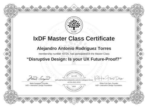 Disruptive Design: Is your UX Future-Proof? certificate
