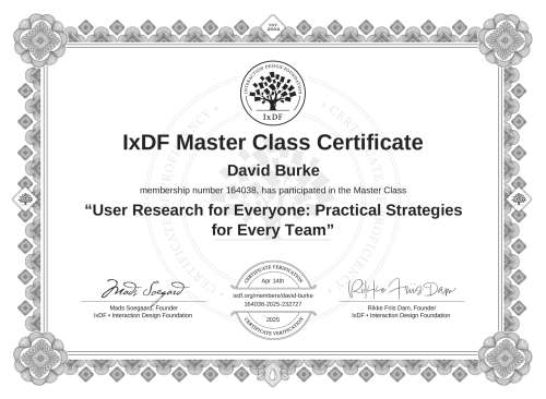 User Research for Everyone: Practical Strategies for Every Team certificate