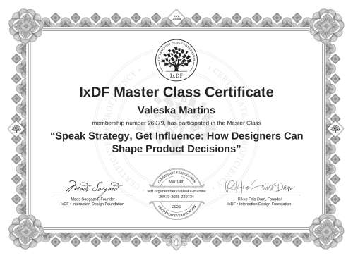 Speak Strategy, Get Influence: How Designers Can Shape Product Decisions certificate