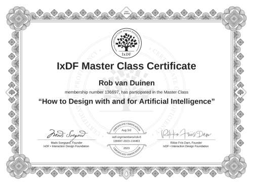 How to Design with and for Artificial Intelligence certificate