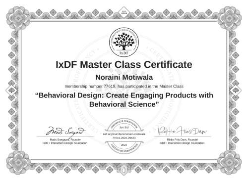 Behavioral Design: Create Engaging Products with Behavioral Science certificate