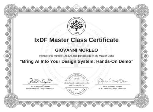Bring AI Into Your Design System: Hands-On Demo certificate