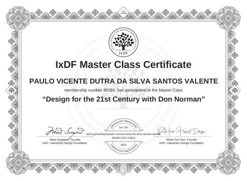 Design for the 21st Century with Don Norman certificate