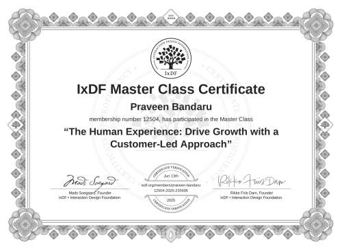 The Human Experience: Drive Growth with a Customer-Led Approach certificate