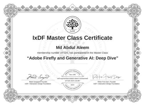 Adobe Firefly and Generative AI: Deep Dive certificate
