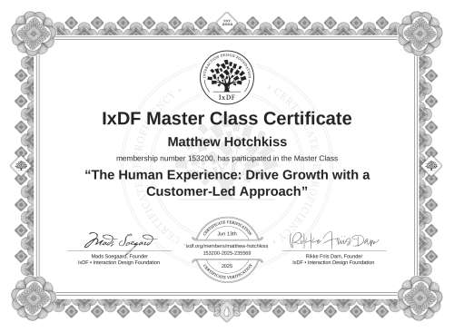 The Human Experience: Drive Growth with a Customer-Led Approach certificate