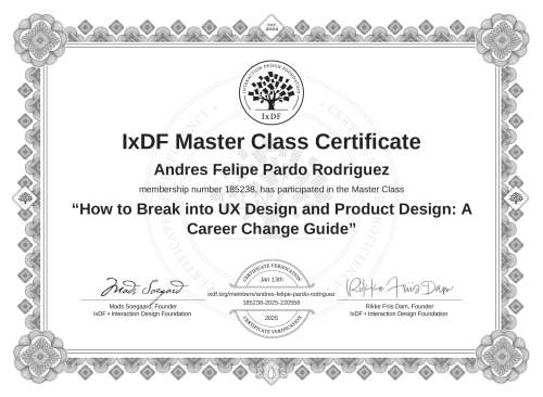How to Break into UX Design and Product Design: A Career Change Guide certificate
