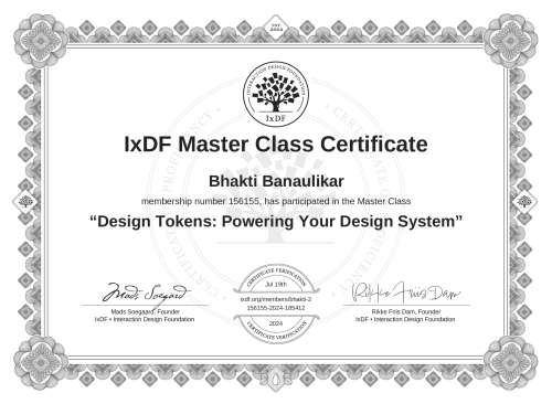 Design Tokens: Powering Your Design System certificate