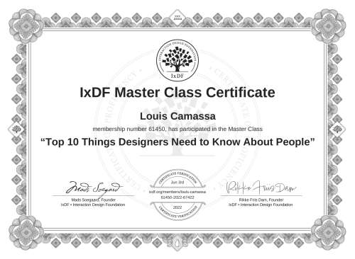 Top 10 Things Designers Need to Know About People certificate