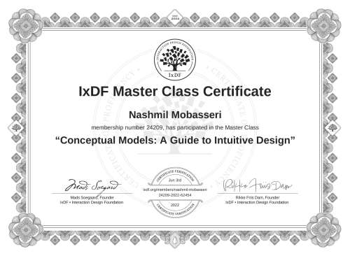 Conceptual Models: A Guide to Intuitive Design certificate
