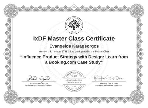Influence Product Strategy with Design: Learn from a Booking.com Case Study certificate