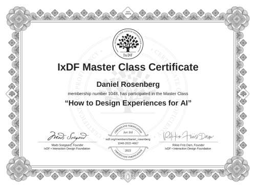 How to Design Experiences for AI certificate