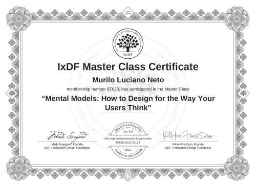 Mental Models: How to Design for the Way Your Users Think certificate