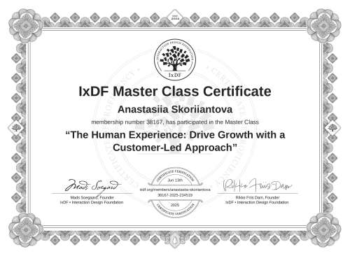 The Human Experience: Drive Growth with a Customer-Led Approach certificate