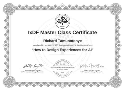 How to Design Experiences for AI certificate