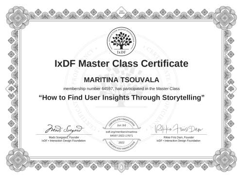 How to Find User Insights Through Storytelling certificate