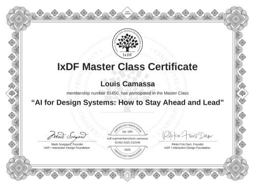 AI for Design Systems: How to Stay Ahead and Lead certificate