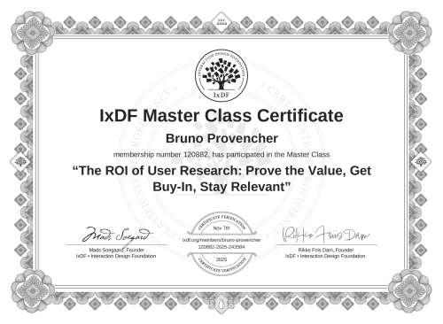 The ROI of User Research: Prove the Value, Get Buy-In, Stay Relevant certificate