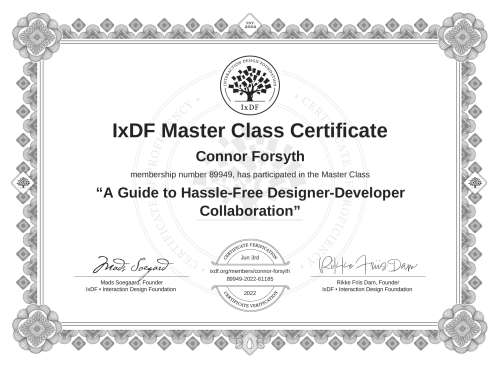 A Guide to Hassle-Free Designer-Developer Collaboration certificate