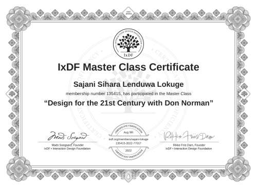 Design for the 21st Century with Don Norman certificate