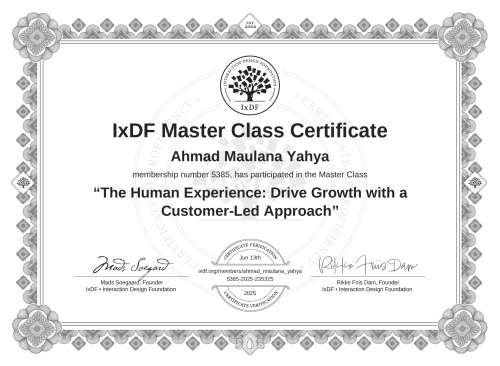 The Human Experience: Drive Growth with a Customer-Led Approach certificate