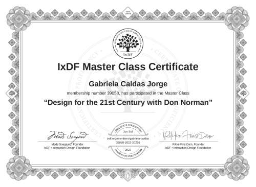 Design for the 21st Century with Don Norman certificate