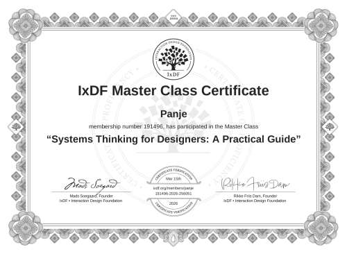 Systems Thinking for Designers: A Practical Guide certificate