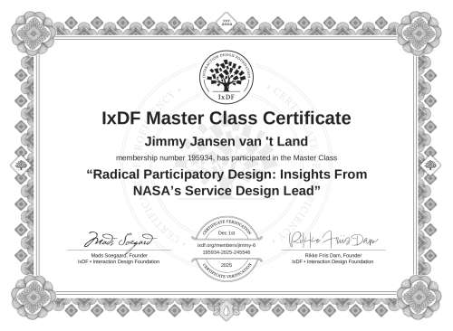 Radical Participatory Design: Insights From NASA’s Service Design Lead certificate