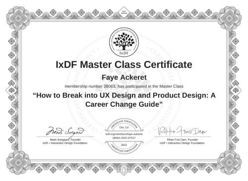 How to Break into UX Design and Product Design: A Career Change Guide certificate
