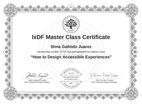 How to Design Accessible Experiences certificate