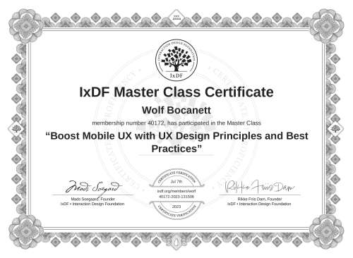 Boost Mobile UX with UX Design Principles and Best Practices certificate
