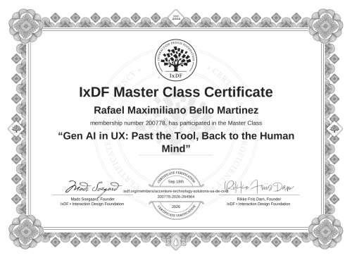 Gen AI in UX: Past the Tool, Back to the Human Mind certificate