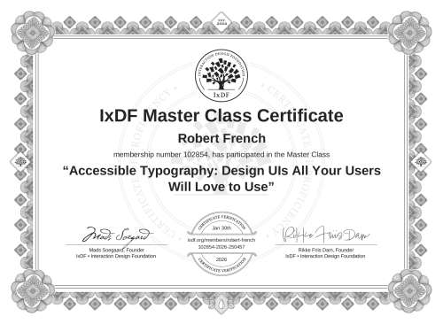 Accessible Typography: Design UIs All Your Users Will Love to Use certificate