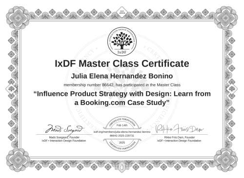 Influence Product Strategy with Design: Learn from a Booking.com Case Study certificate