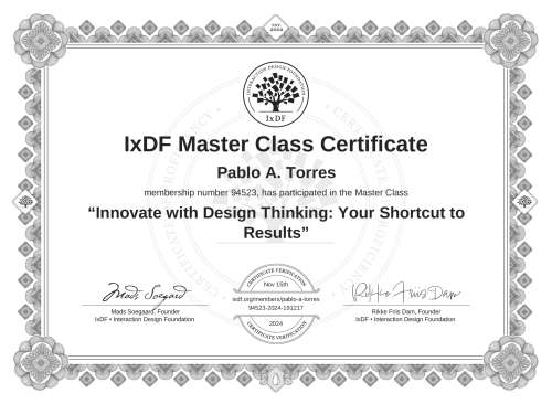 Innovate with Design Thinking: Your Shortcut to Results certificate