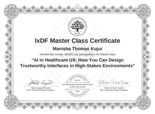 AI in Healthcare UX: How You Can Design Trustworthy Interfaces in High-Stakes Environments certificate