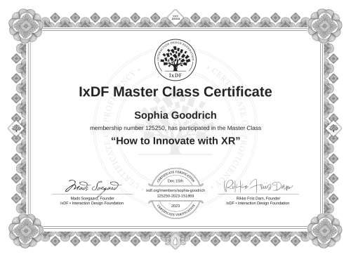 How to Innovate with XR certificate